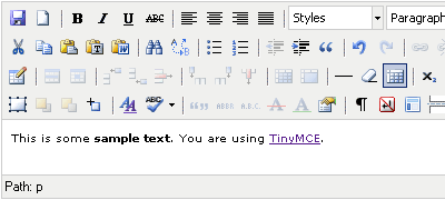 TinyMCE Screenshot